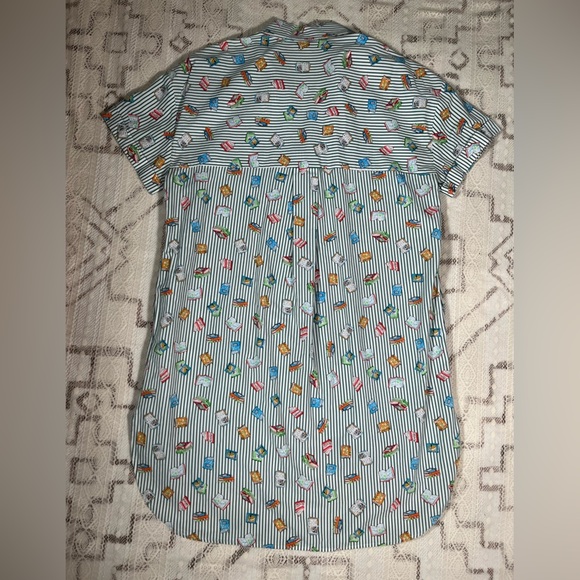 Zara Women's Striped Floral Mini Dress - Blue and White - Picture 3 of 6